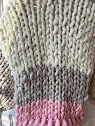 Pink and Cream Colossal Knit Cardigan #2  (Sample)