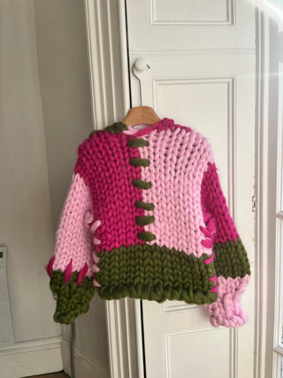 Pink and Olive Colossal Knit Cardigan #1 (Sample)