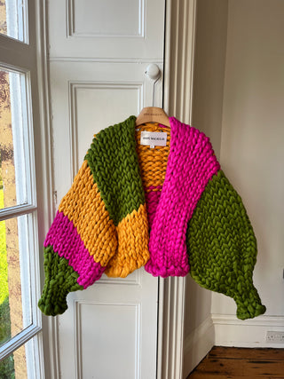 Olive, Pink and Amber Colossal Knit Cardigan (Sample)