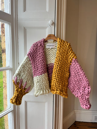 1of2 Pink, White and Amber Colossal Knit Cardigan M/L (Sample)