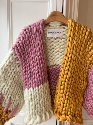 1of2 Pink, White and Amber Colossal Knit Cardigan M/L (Sample)