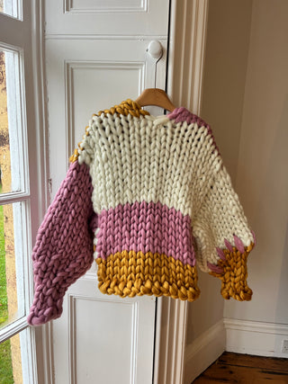 1of2 Pink, White and Amber Colossal Knit Cardigan M/L (Sample)