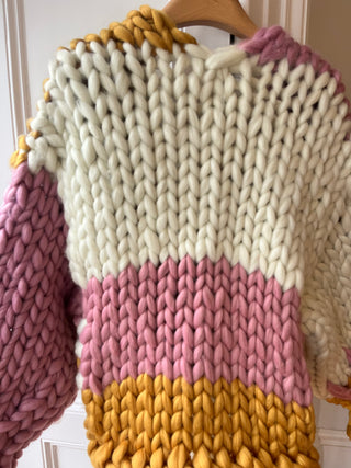 1of2 Pink, White and Amber Colossal Knit Cardigan M/L (Sample)