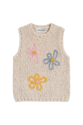 Embroidered Daisy Fluffy Knit Vest