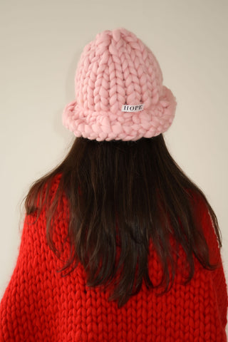 Pink Colossal Knit Mushroom Hat