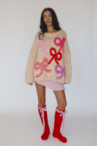 Daphne Chunky Bow Knit Sweater