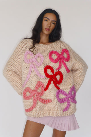 Daphne Chunky Bow Knit Sweater