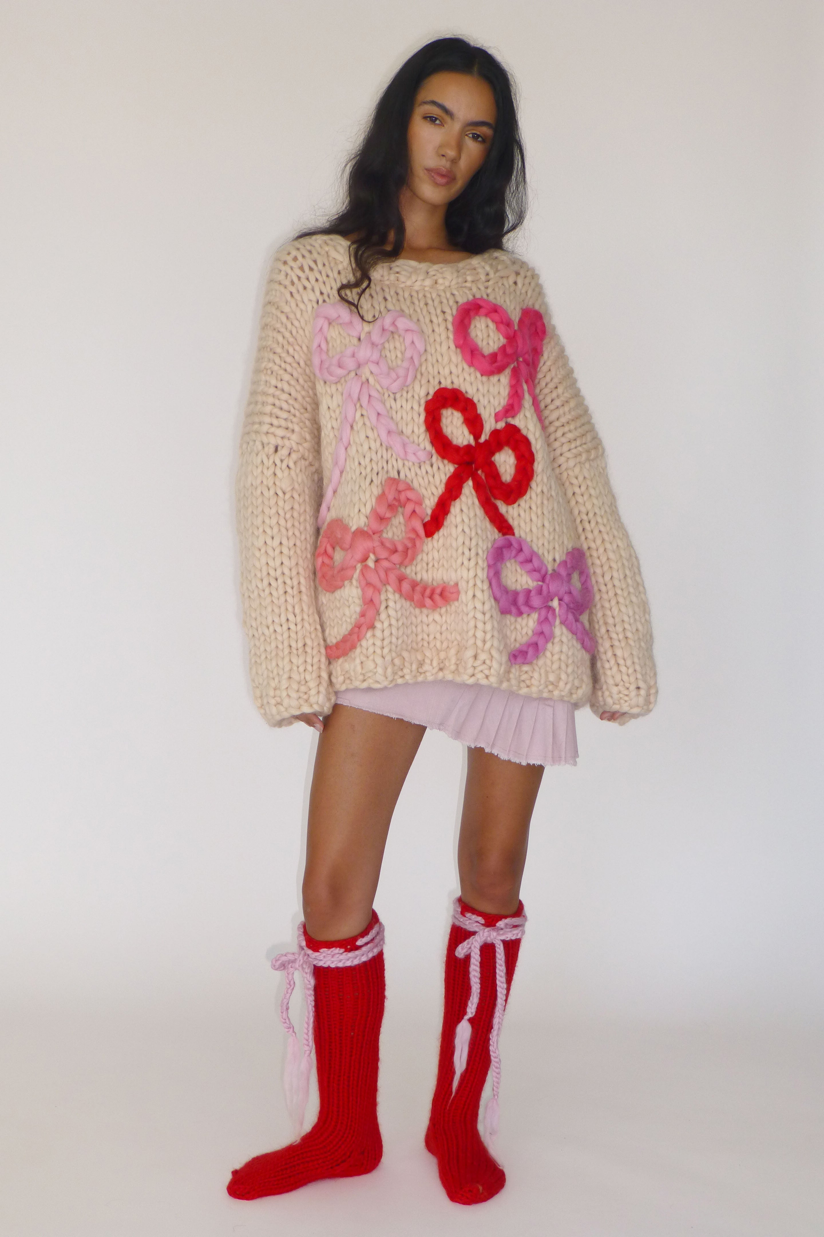 Hope Macaulay Chunky Cardigan Pink Chunky Knee Length Sweaters