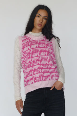 Hope Pink Knit Sweater Vest