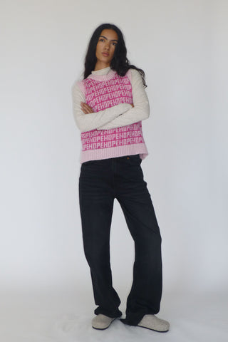 Hope Pink Knit Sweater Vest