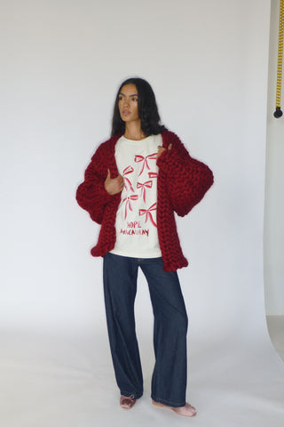 Red Bow Oversized T-shirt