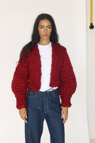 Burgundy Colossal Knit Cardigan