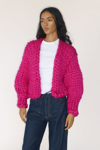 Raspberry Colossal Knit Cardigan