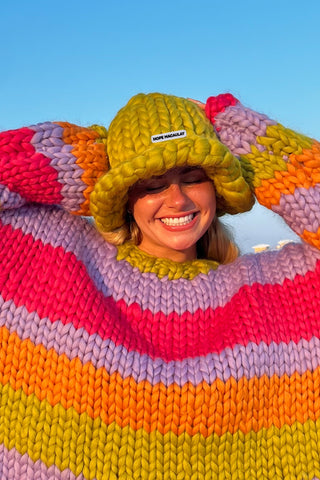 Green Colossal Knit Mushroom Hat