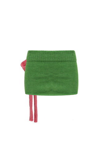 Green and Pink Knit Mini Skirt