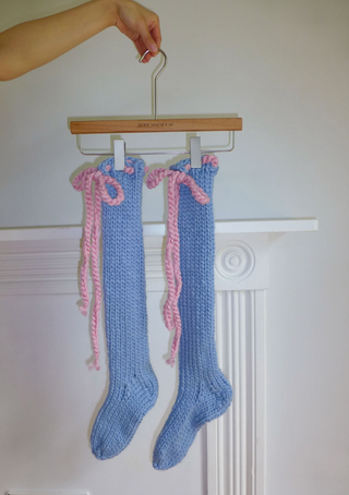 Blue Knee High Chunky Knit Socks (Sample)