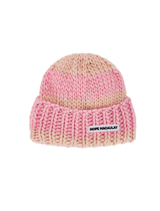 Pink and Cream Chunky Knit Hat