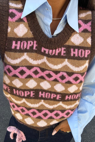 Mocha Fair Isle Knit Sweater Vest
