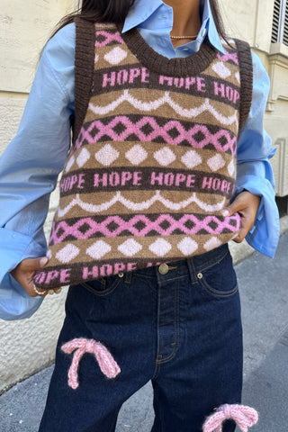 Mocha Fair Isle Knit Sweater Vest