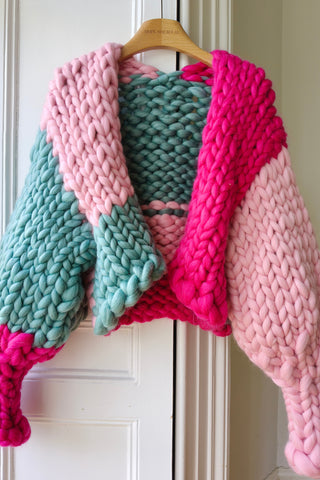 1of1 Teal & Pinks Colossal Knit Cardigan S/M (Sample)