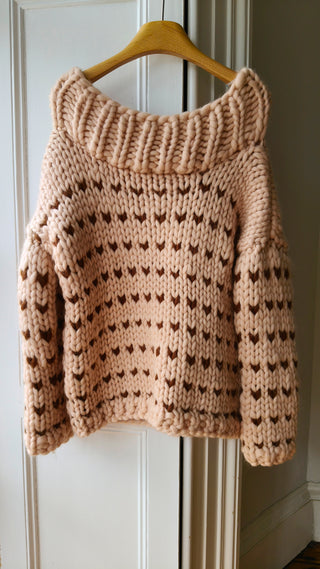 Off-The-Shoulder Polka Dot Chunky Knit Sweater (Discontinued Sample)