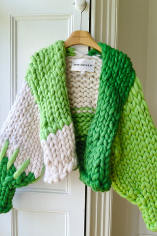 1of1 White & Greens Colossal Knit Cardigan S/M (Sample)