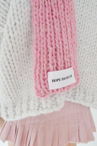 Pink Fluffy Chunky Knit Scarf