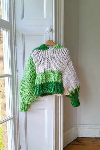 1of1 White & Greens Colossal Knit Cardigan S/M (Sample)
