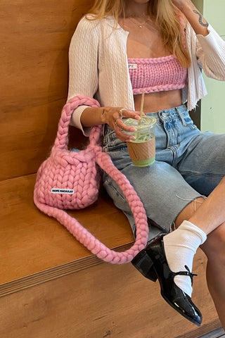 Pink Colossal Knit Crossbody Bag