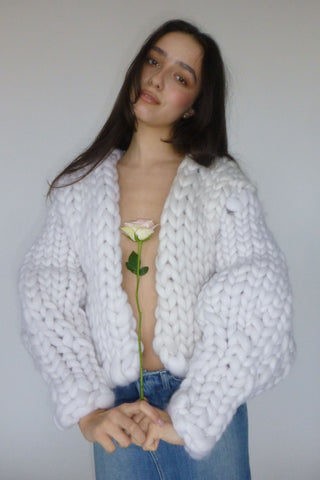 White Colossal Knit Cardigan