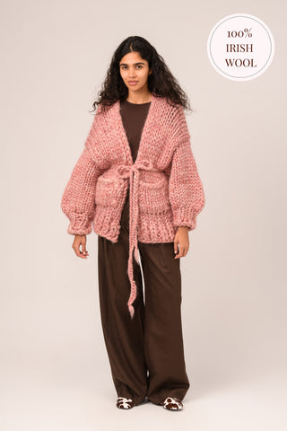 Pink Irish Bow Chunky Knit Cardigan