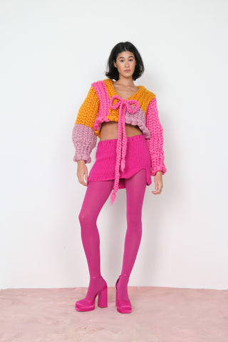Rose Color Block Chunky Knit Cardigan | Hope Macaulay