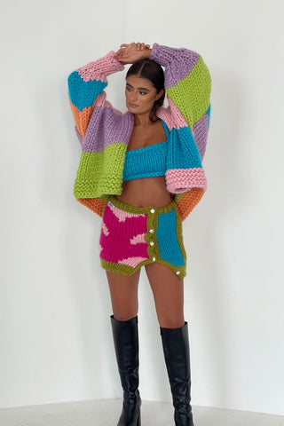 Daphne Color Block Chunky Knit Cardigan | Hope Macaulay