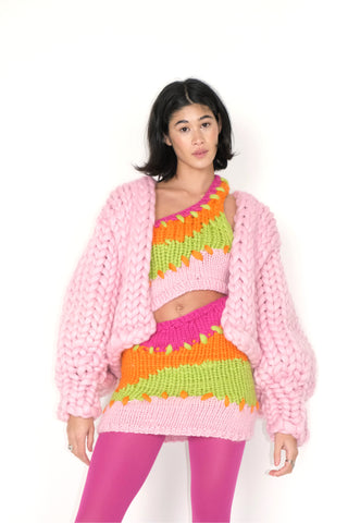 Block Pink Colossal Knit Jacket