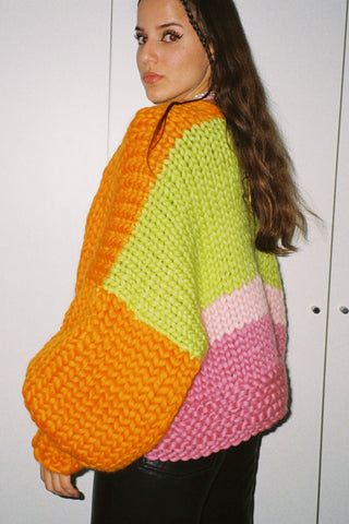 Wonderland Color Block Chunky Knit Cardigan | Hope Macaulay